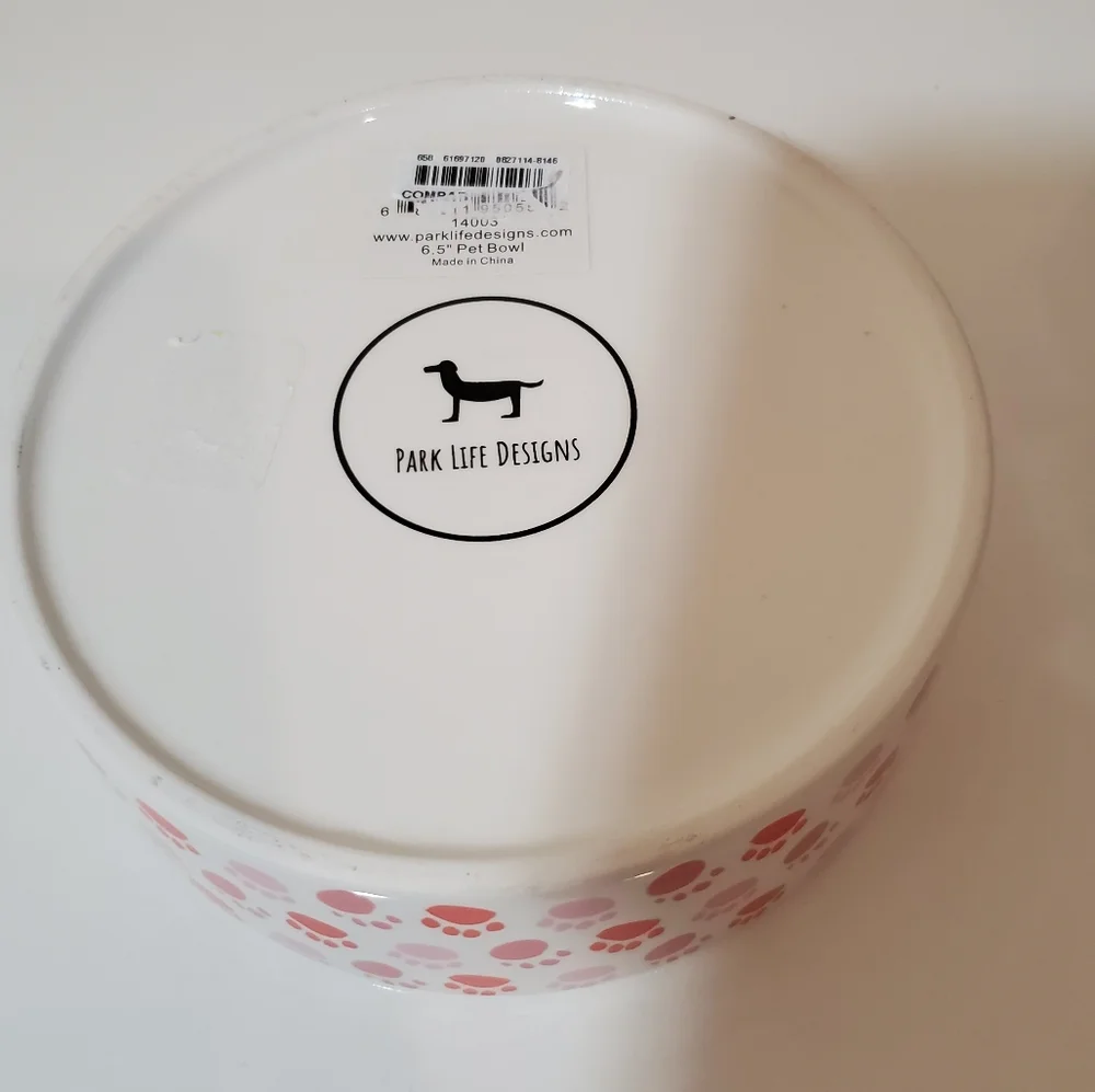 Park Life Designs White Paw Prints Pet Bowl